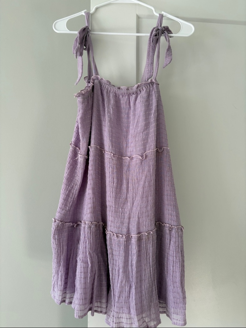 Altar'd State Lavender Tie-Shoulder Mini Dress